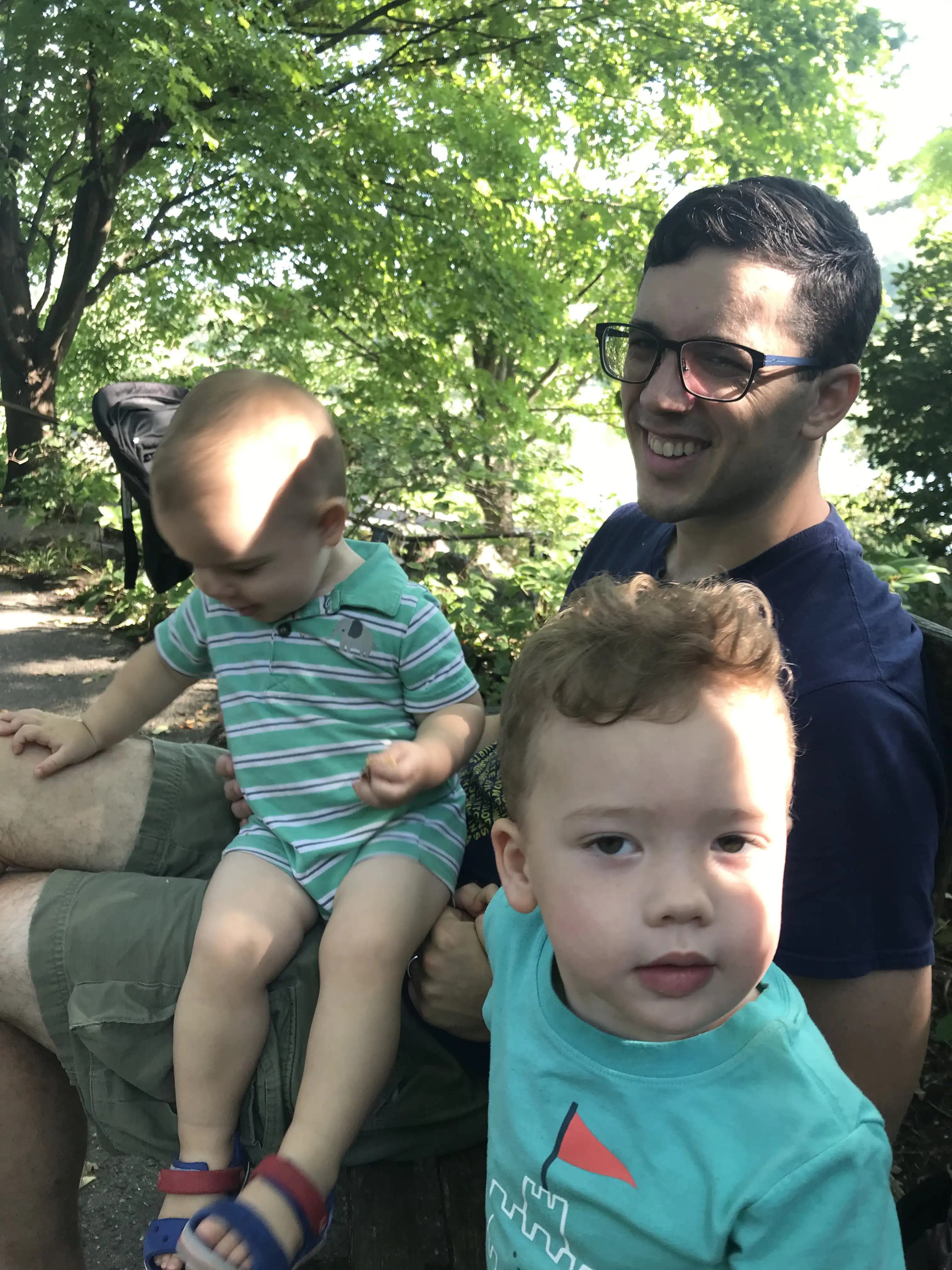 Royal and Graham with Papa at the Botanic Gardens