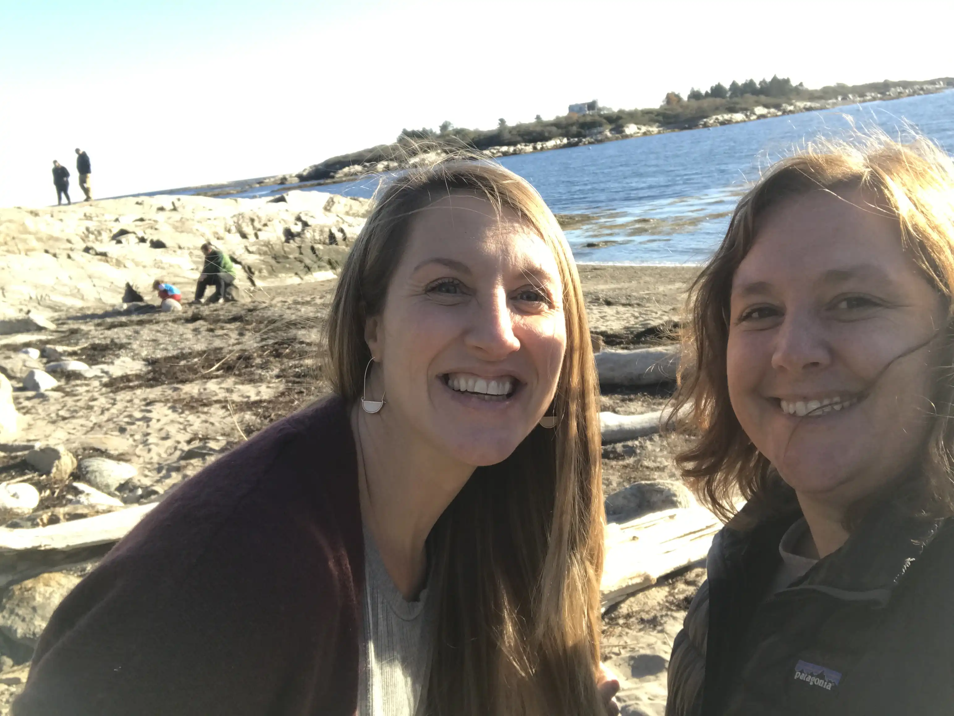 Amie and Laura on the beach in Maine.