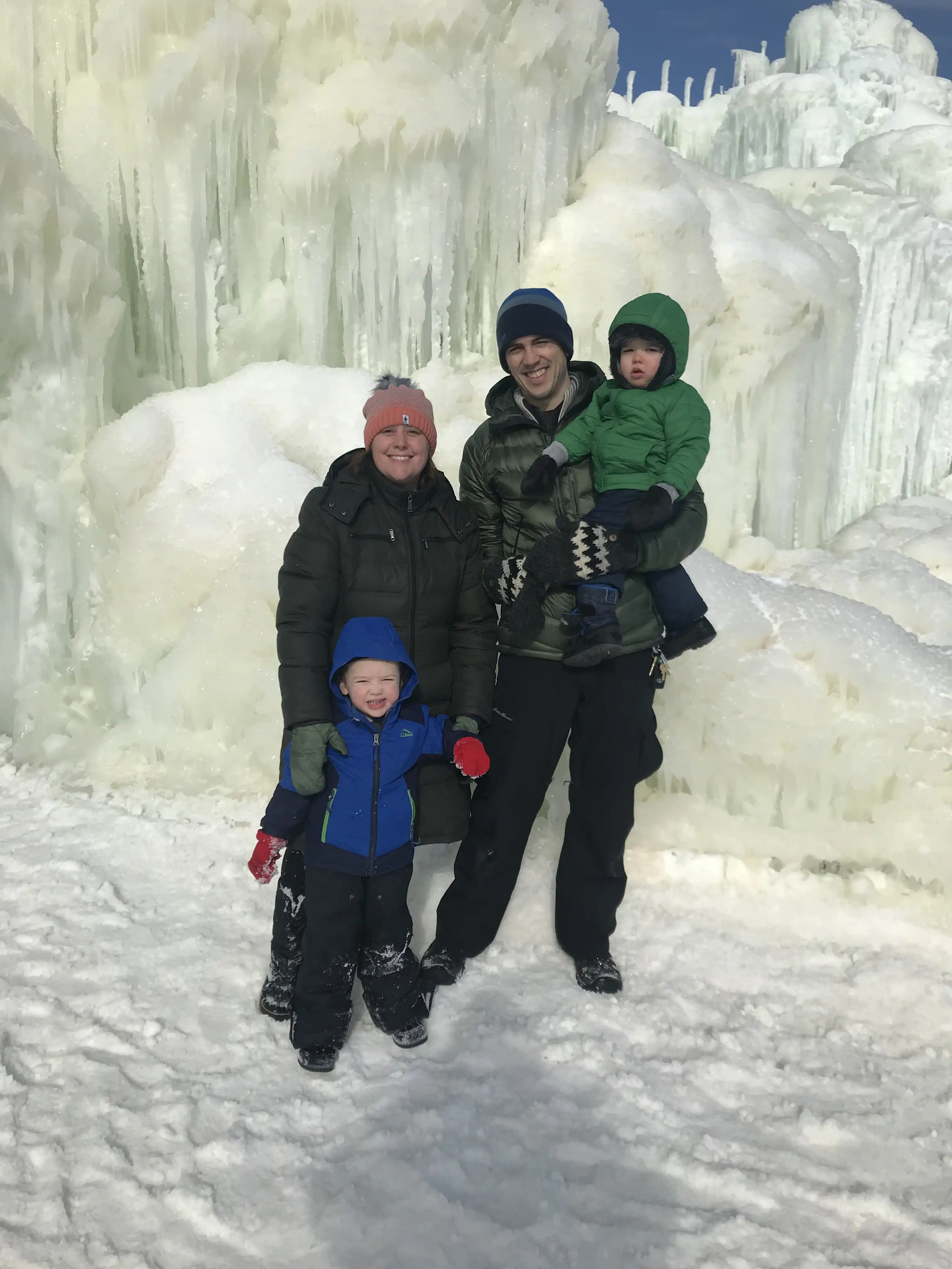 Amie, Alex, Graham and Royal posing in the snow.