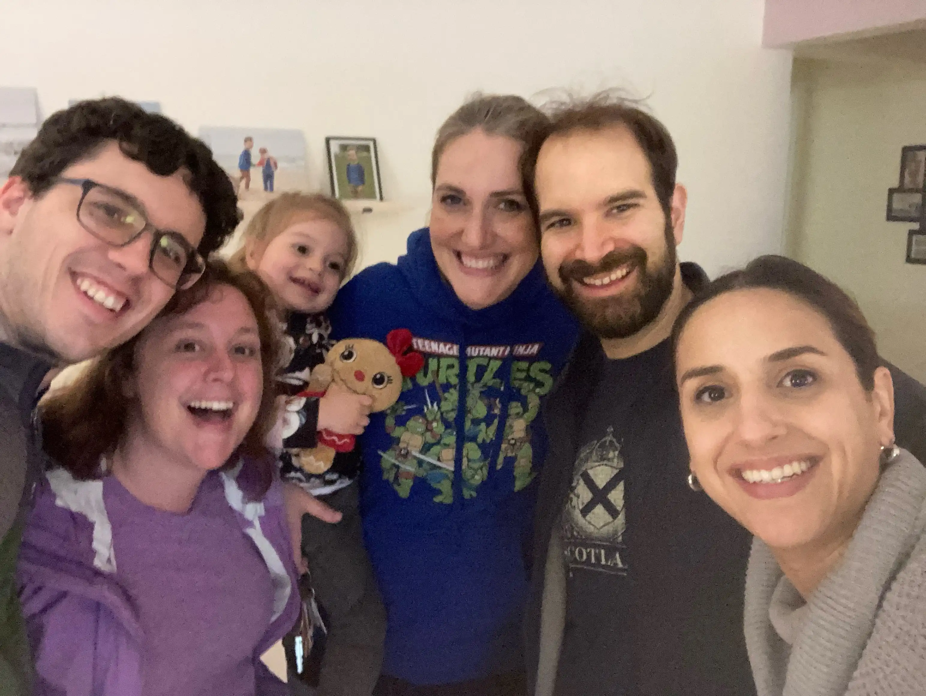 Group photo with Alex, Amie, Charlotte, Sharon, David, and Elda.