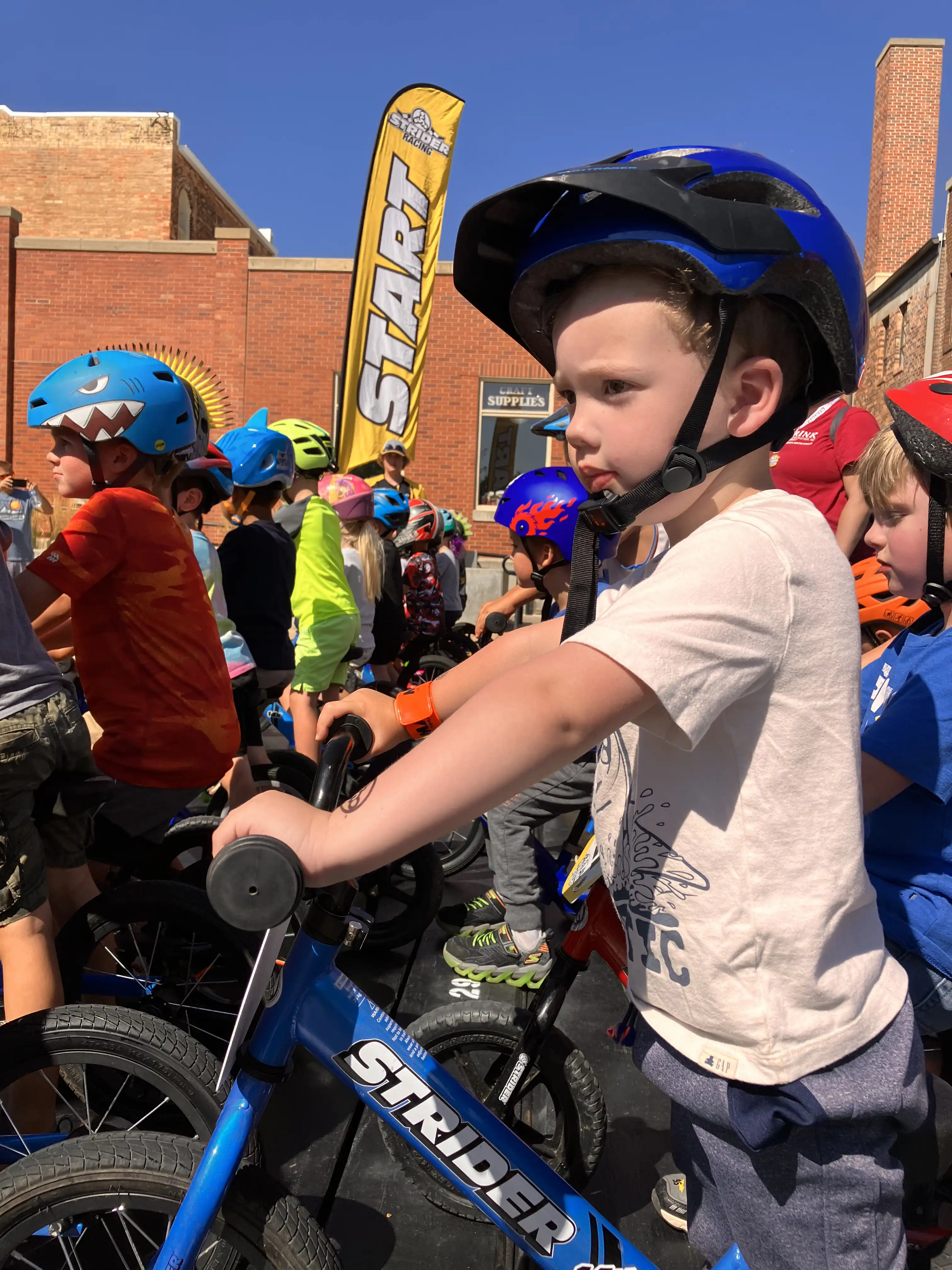 Graham on his Strider bike at the start of the race.