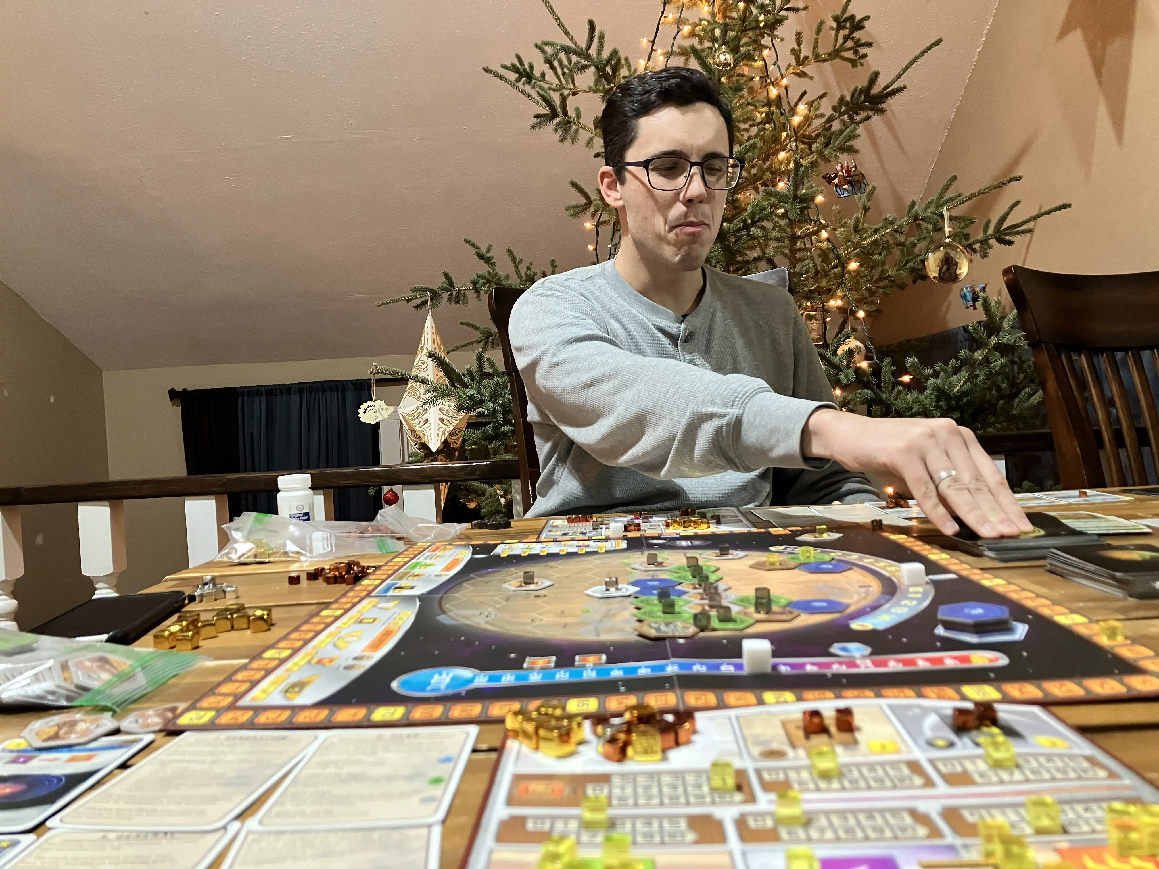 Alex playing Terraforming Mars.