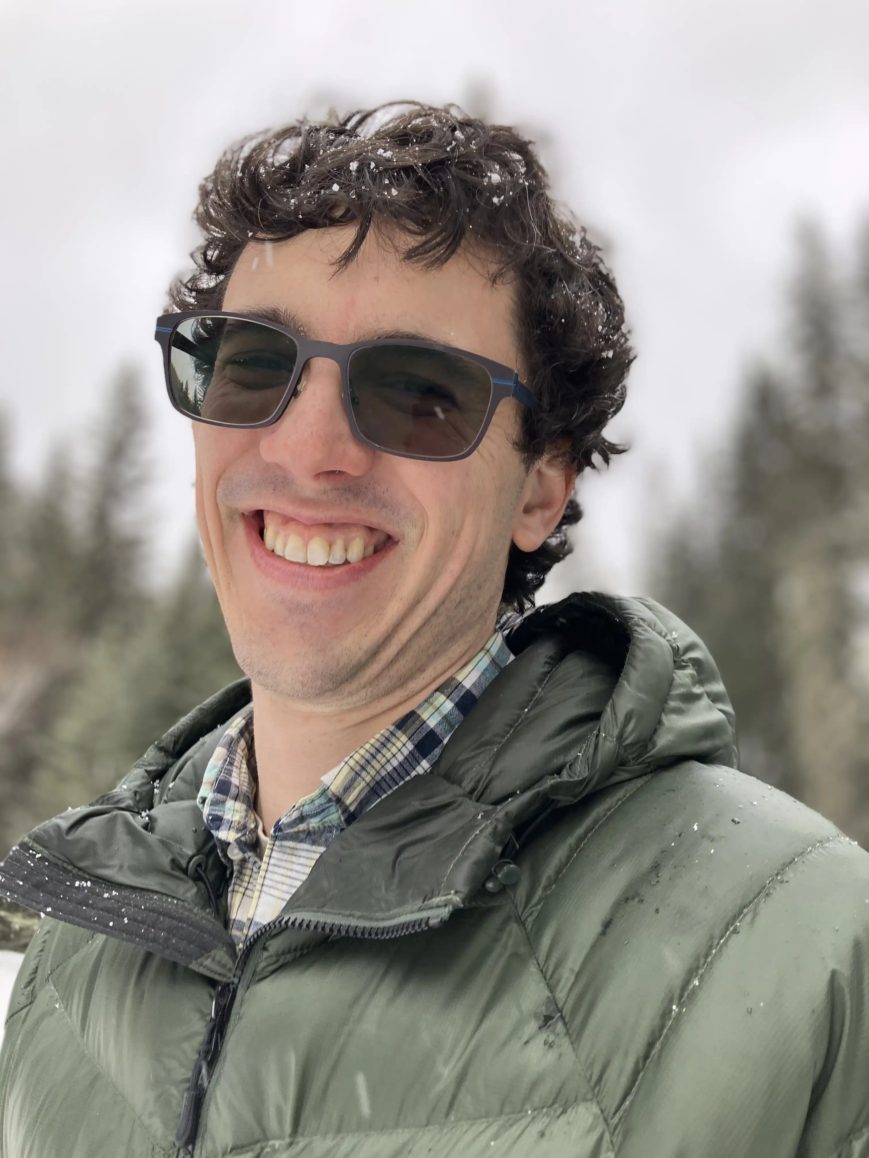 Alex with a snowy background.