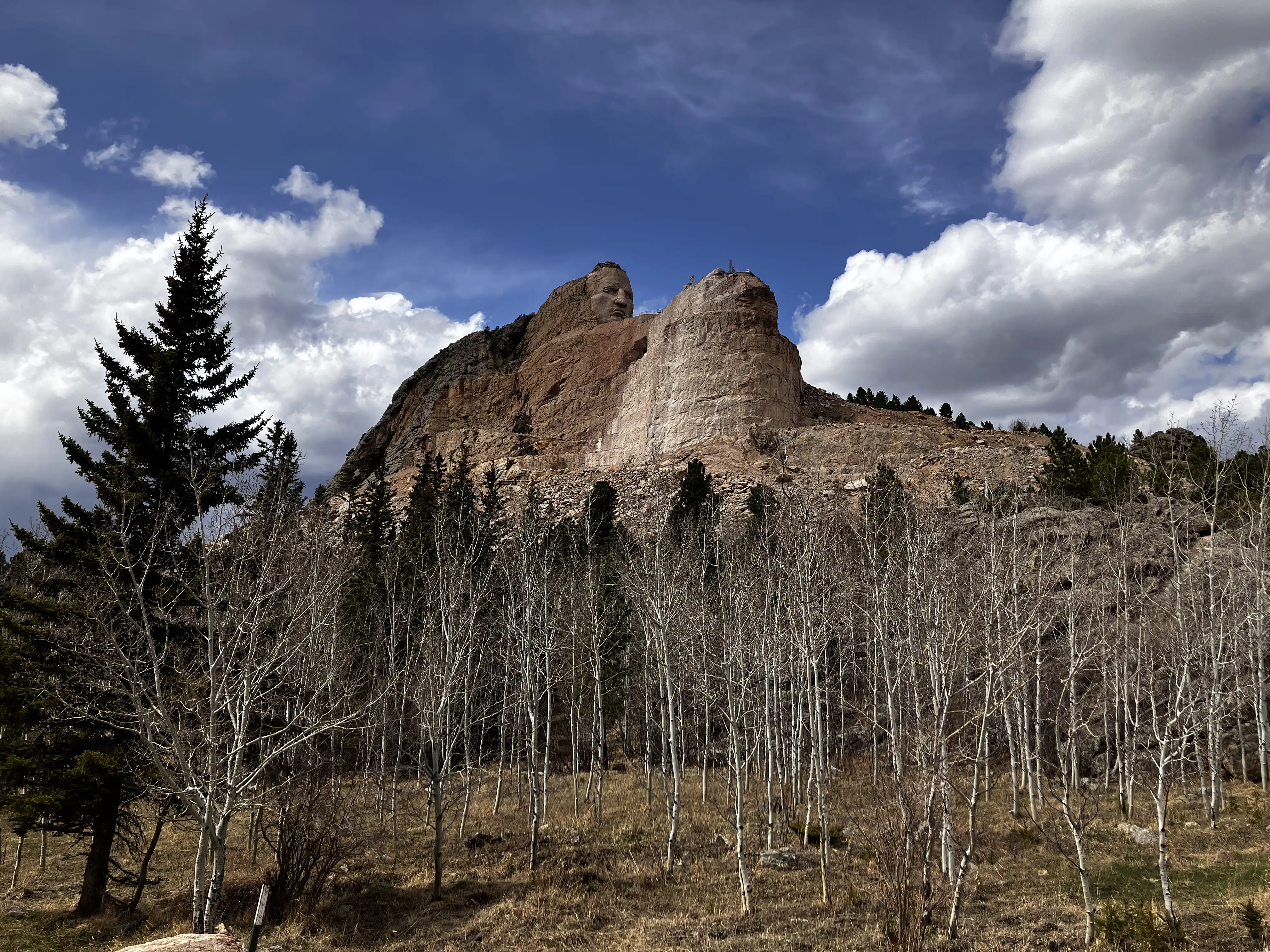 The Crazy Horse granite mountain carving.