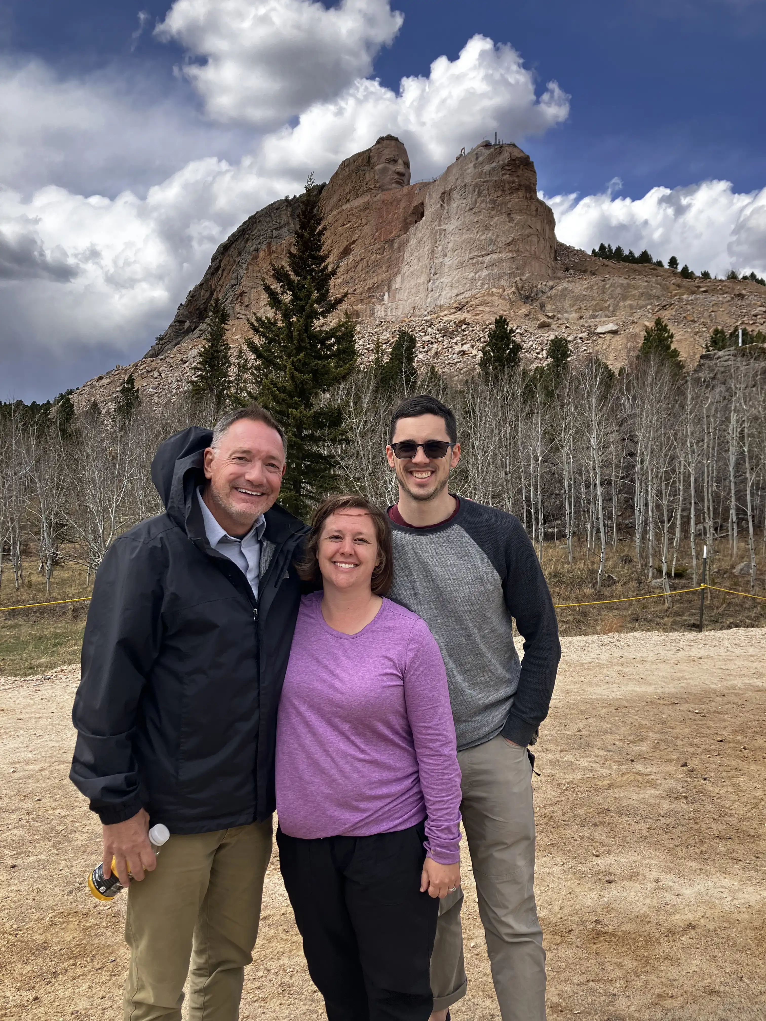 Jim Walker, Alex and Amie before the Crazy Horse Memorial.