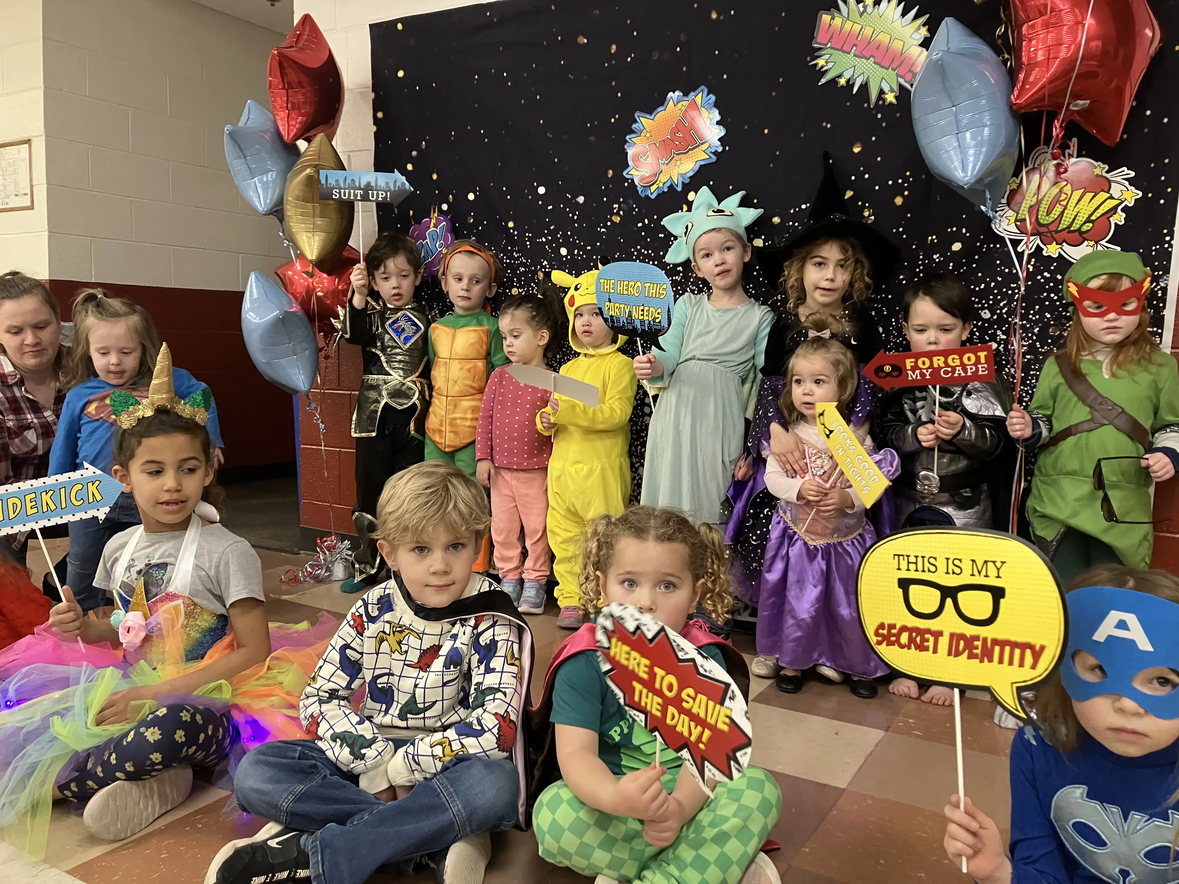 Many in Graham and Royal's class who were invited to Royal's birthday party dressed up.