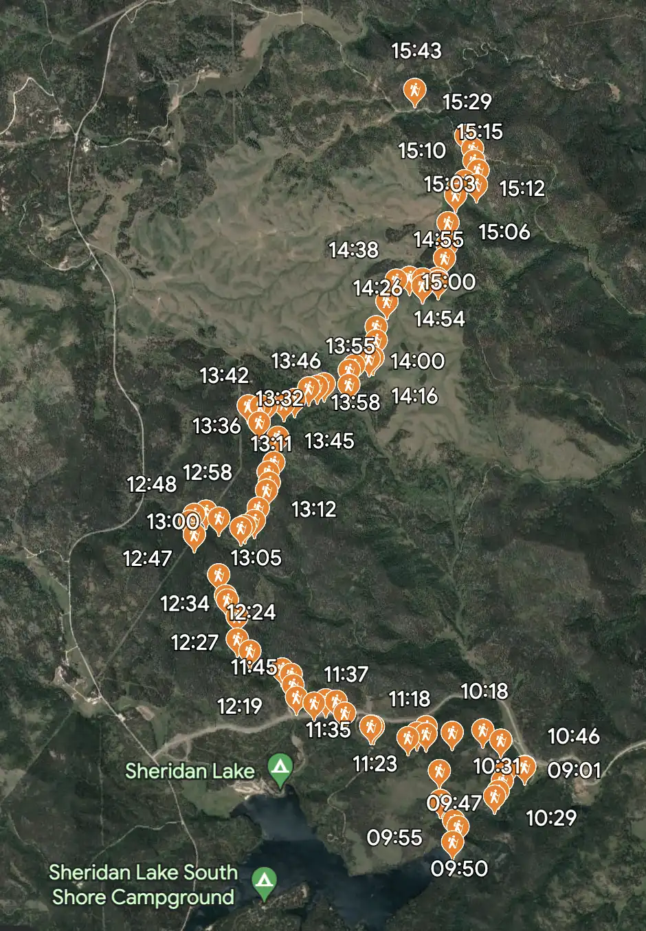 A Google Earth map of the GPS coordinates of the episode #1 route